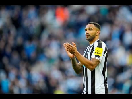 Newcastle’s Callum Wilson celebrates at the end of the English Premier League match between Newcastle United and Manchester United, at St James’ Park stadium in Newcastle, England yesterday.