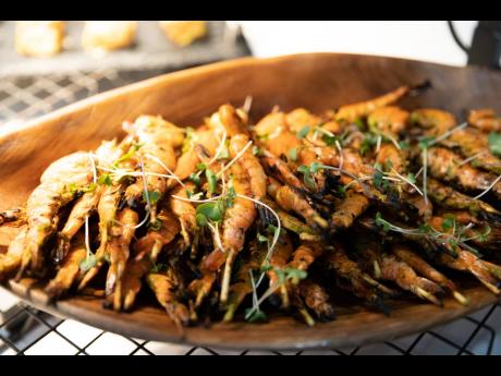 Spicy grilled prawns.