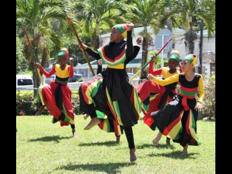 Students from Liberty Learning Centre perform during the St Mary Municipal Corporation’s civic ceremony to commorate National Chief Takyi Day in Port Maria, St Mary, on Saturday.
