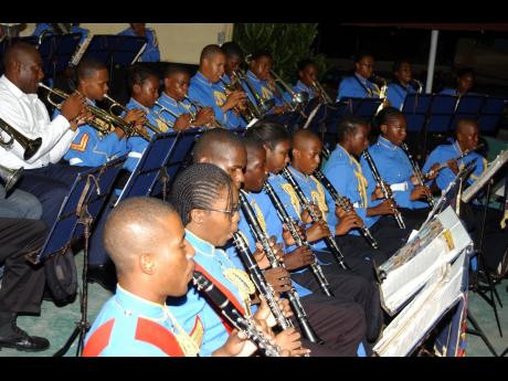In this 2009 photo, members of the Jamaica Combined Cadet Force (JCCF) band play at the JCCF Officer’s Mess Committee’s Excellence in Service function. 
