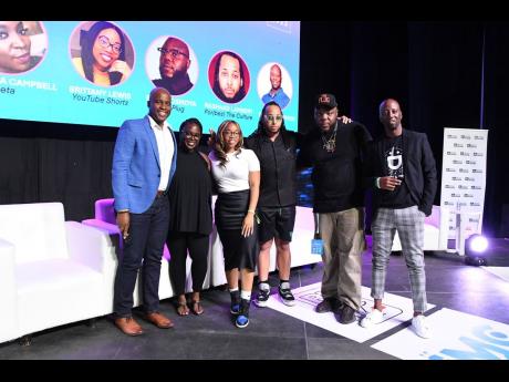 Participants in the inaugural Island Music Conference’s panel discussion on Digital/Social Media Music Marketing, take some time out for a photo ‘opp’ after the session. From left: Kevin Clarke, digital and social media manager at The Jamaica Nationa