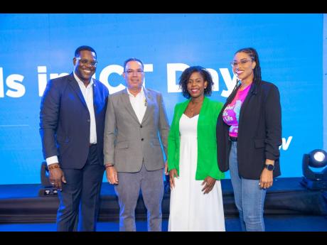 (From left) Vice-President of FLOW Jamaica, Stephen Price; Minister of Science, Energy and Technology, Daryl Vaz; Senior Product Manager at Google, Natalie Bennett, and Director of Communications at FLOW, Kayon Mitchell.