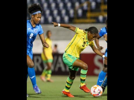 Credit: Courtesy of concacaf.com Jamaica’s Natoya Atkinson goes on a dribble during the final Group E Concacaf Under-20 Women’s Championship qualifier in Managua, Nicaragua last month.