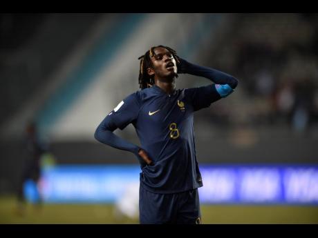 France’s Warren Bondo reacts at the end of a FIFA U-20 World Cup Group E  match against Honduras at Diego Armando Maradona stadium in La Plata, Argentina yesterday.
