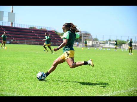 Rachel Jones in action during a Reggae Girlz training session at the Anthony Spaulding Sports Complex on Wednesday.