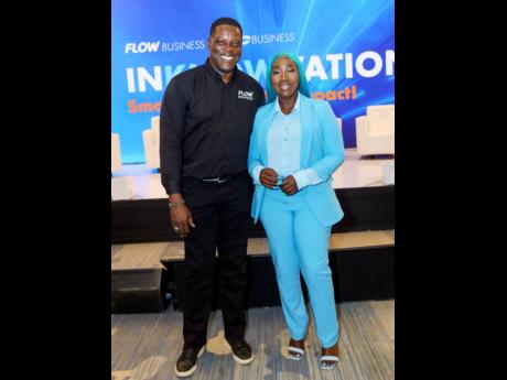 Stephen Price, vice president and general manager, Flow Jamaica, and keynote speaker, Grace ‘Spice’ Hamilton stepped into the lens at the Flow Business virtual conference last Friday.