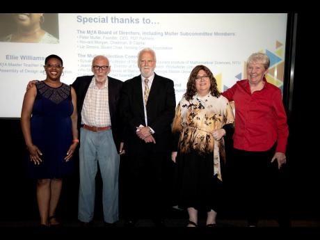 From left: Eleanor Williamson; Jim Simons, founder of MFA; John Ewing, outgoing president of MFA; Larisa Bukalov, maths teacher; and Maria Klawe, incoming MFA president.