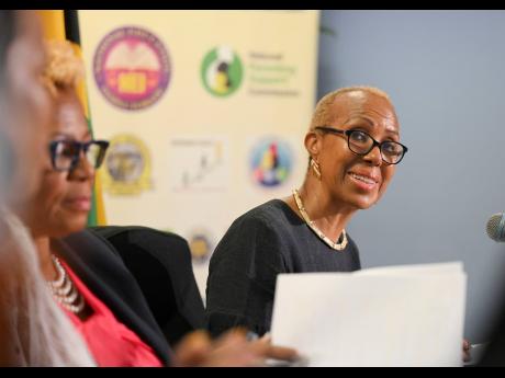 Minister of Education and Youth Fayval Williams addressing the media on the 2023 Primary Exit Profile exams results at a press conference.