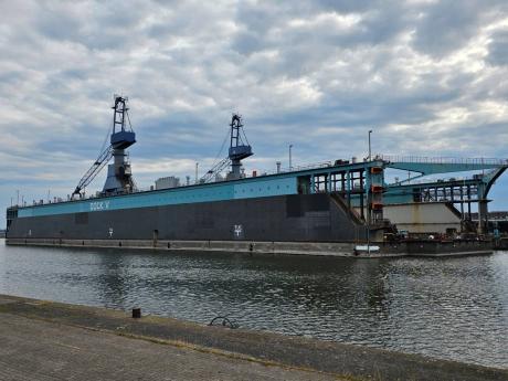 Floating Dry Dock prepared for towing to Jamaica.