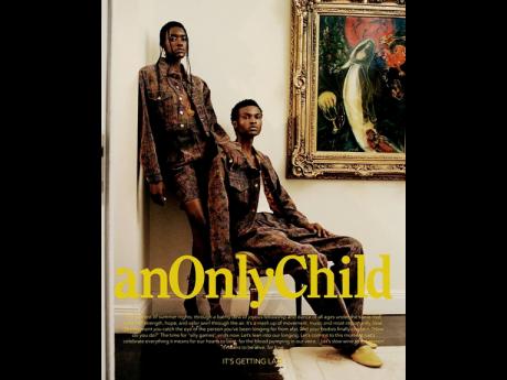 SAINT star Winston Lawrence with Kenyan model Ayak Veronica Bior for An Only Child’s Spring/Summer 2023 advertising campaign, photographed by Micaiah Carter.