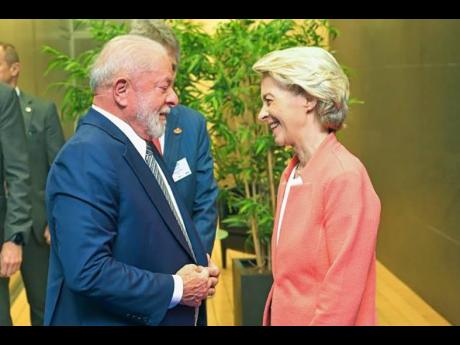 Credit: Contributed Luiz Inácio Lula da Silva, president of Brazil, speaks with Ursula von der Leyen, president of the European Commission, at the EU-LAC Business Roundtable on Monday at the European Commission in Brussels, Belgium. Contributed