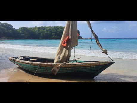 The sail boat that brought 37 Haitians to Boston beach in East Portland.