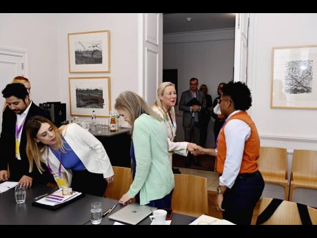 Gleaner reporter Asha Wilks meets Jutta Urpilainen, commissioner for International Partnerships in the European Commission, while attending the two-day, EU-Latin America and the Caribbean Forum – Partners in Change: Youth, Civil Society and Local Authori