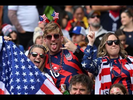 United States fans cheer during the Women’s World Cup Group E  match between the United States and Vietnam at Eden Park in Auckland, New Zealand, Saturday, July 22, 2023. 
