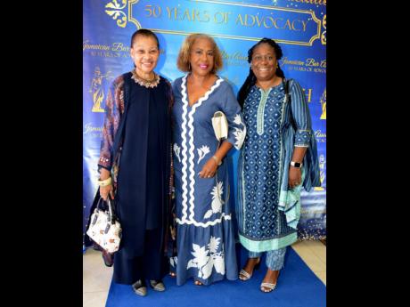 From left: Celebrating 50 years at the bar, Janet Nosworthy, alternate judge at the Special International Tribunal of Lebanon, poses with Debra Archer and Jacqueline Cummings, a former JAMBAR president, of Archer Cummings Attorneys-at-Law.