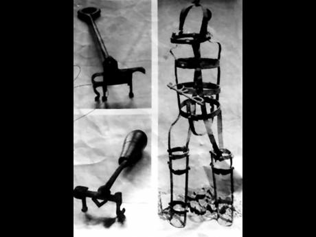 Credit: Paul H. Williams The Amelioration system during British slavery was established to improve the lot of enslaved people. The use of punishment tools, such as the branding irons on the left and the manacle cage on the right, would no longer be sanctioned.