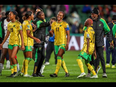 Credit: AP Jamaica’s Allyson Swaby (centre) celebrates with teammates at the end of the Women’s World Cup Group F match against Panama in Perth, Australia, on July 29.