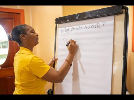 Credit: Contributed Setting the stage for the day’s training session, D&G Foundation Administrator Totlyn Brown-Robb initiated a discussion on the factors that drive one’s desire to work. The conversation was part of a more extensive bartender training session hosted at M