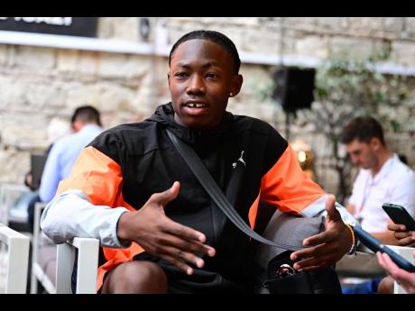 Credit: Gladstone Taylor Triple jumper Jaydon Hibbert at a JAAA press conference at the Puma House, Budapest, Hungary on Thursday, August 17.