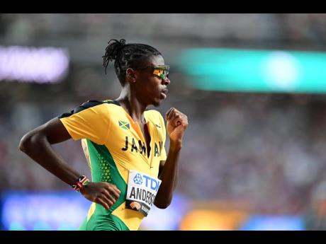 Jamaica's Navasky Anderson running in preliminary round heat two of the 800 metres at the World Athletics Championships in Budapest, Hungary earlier today. 