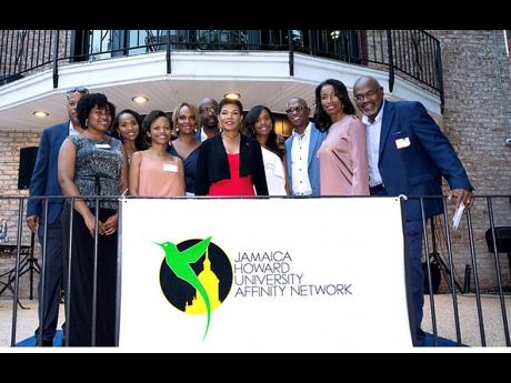Jamaica’s Ambassador to the United States, Audrey P. Marks (centre), with members of the Jamaican Howard University Affinity Network 2022 HUes of Blue planning committee.