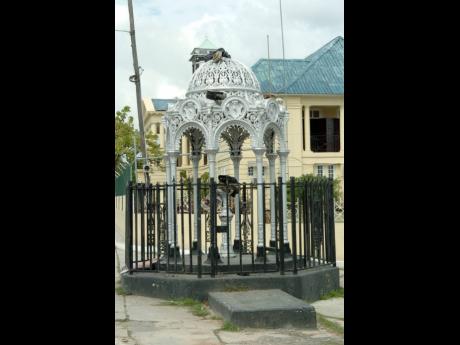 This 2006 photo shows the now defunct cast-iron fountain which was presented to Savanna-la-Mar in 1887 by E. J. Sadler.