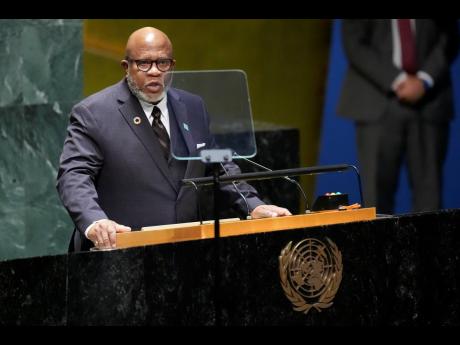 President of the General Assembly Dennis Francis addresses the 78th session of the United Nations General Assembly on Tuesday at United Nations headquarters.