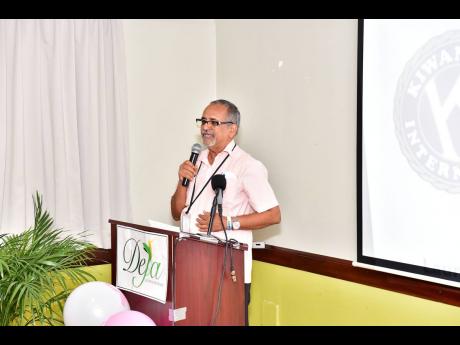 Dr Delroy Fray, clinical coordinator, Western Regional Health Authority, delivering his keynote speech at the Kiwanis Walk/Run media launch last Thursday at Deja Resorts in Montego Bay.