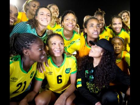 Cedella Marley (front right) and the Reggae Girlz