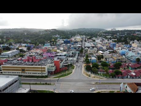 Aerial shot of downtown Montego Bay.