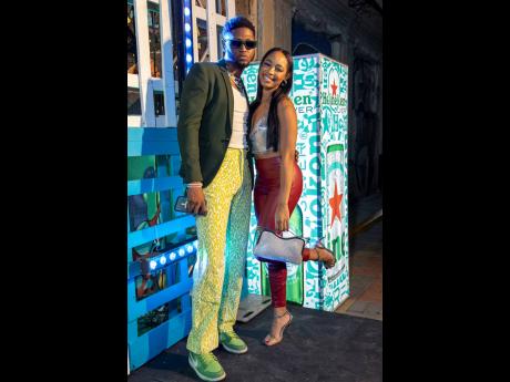  Influencers Kavaun Merchant (left) and Kelli-ann Younger soak up the festivities at the Heineken Silver Media Launch Party.