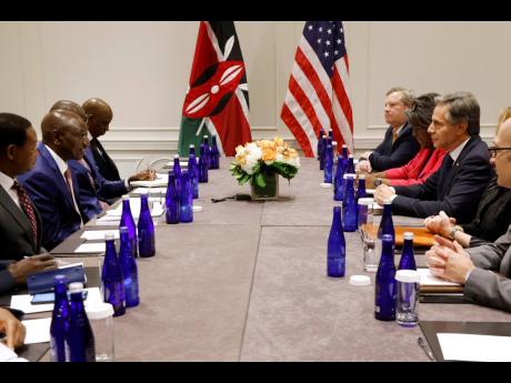 Secretary of State Antony Blinken (right) meets with Kenya's President William Ruto (left) Thursday, September 21, 2023, in New York. 