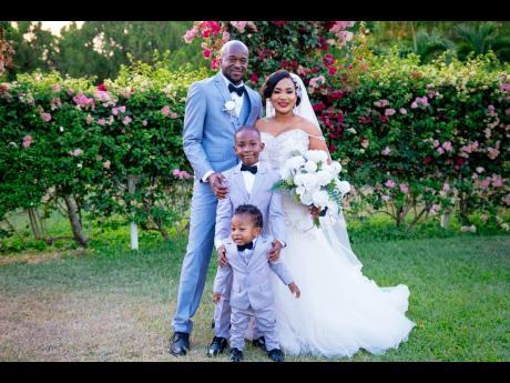 The bride and groom are joined by their sons Jaeden Hibbert (centre) from Odette’s previous relationship, and Andrew Gordon Jr.