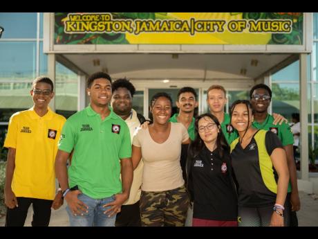 Members of the Jamaica Robotics team are (from left) Terrence Grant, Johnathon Smith (team captain), Gavin Samuels (coach), Stephanie Williams, Marc Anthony Eaton, Kimmie Chan, Duncan Stanley, Taeiia-Lee Hall-Watts (team spokesperson), and Shawn-Michael Fe