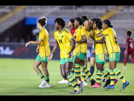 Credit: Concacaf.com
Jamaica’s Reggae Girlz celebrate scoring the opening goal of a 2-1 loss to Panama in Concacaf Gold Cup action at the Estadio Unversitario in Panama on Wednesday.