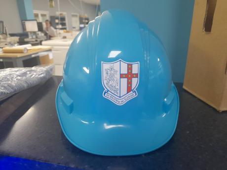 The unique St George’s College (STGC) Helmet being sold by the STGC Sports Council to raise funds for all sporting teams at STGC. 
