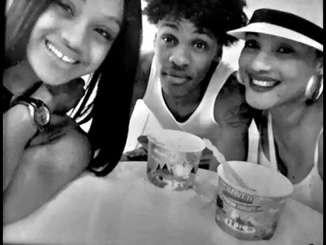 It’s family time at Tutti Frutti in Fairview, Montego Bay, for the British-based Knight (left) with her call centre supervisor brother Elijah Barrett and their mother Sheryl Singh, a marketing executive at MELLO FM.