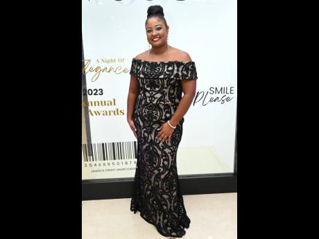 Shanoya Wilson looks fabulous in an off-the-shoulder dress.