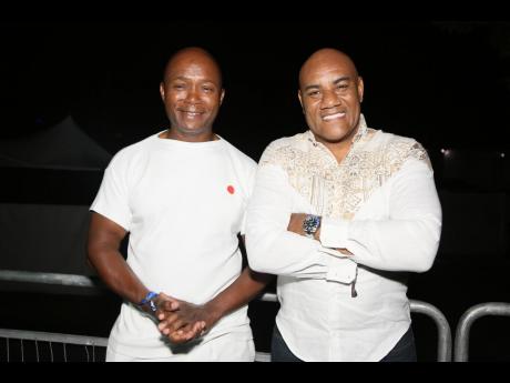 Serial entrepreneurs   Hamilton (left) and Devon Evans are dapper in white.