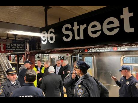This photo, provided by the Office of the New York Mayor, shows the 96th St & Broadway subway station after the derailment of a New York City subway car, Thursday, January 4, 2024. 