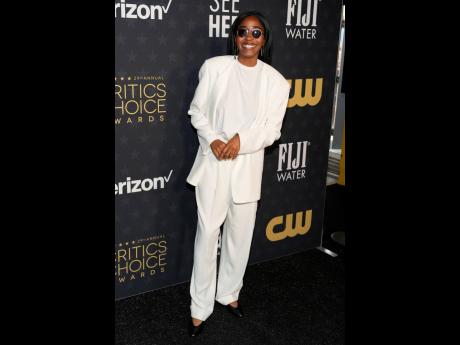 Ayo Edebiri from ‘Abbott Elementary’ opts for a comfortable and cool ensemble, completed with shades from Oliver Peoples.