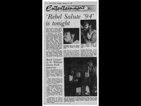 The Saturday, January 15, 1994 edition of ‘THE STAR’ heralds the inaugural staging of Rebel Salute.