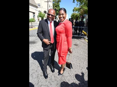 Credit: Rudolph Brown Unintentionally matching, Dr Morais Guy’s coloured tie was paired perfectly with Senator Gabriela Morris’ midi-dress, topped with her signature string of pearls and sling-back heels.
