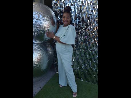 Credit: Antoine Lodge Kiddist Cowans, chief executive officer at Jesse’s Gifts & Décor, jumps into uberchic fashion for the occasion in this celeste colour combination.