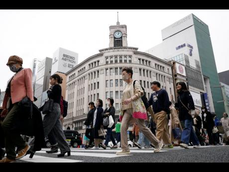 The Ginza shopping district in Tokyo, Japan.