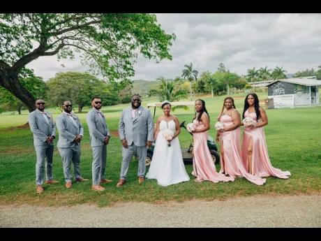 Credit: Joel Photography Standing beside the Charleses on their special day were (from left) Morais Hogarth, Ian Williams, best man Andre Morris, matron of honour Christon Clarke-Hylton, Felisha Doemam and Janelle Patterson.