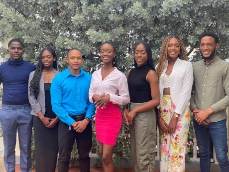 Contestants in Mister and Miss Tourism Jamaica (from left): Khalil Wright, Jolon Dewar, O’mar Lewis, Thianna Graham, Alyiah Harwood, Denee Allen (withdrew for personal reasons) and Darren Bennett.