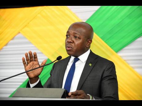 Labour and Social Security Minister Pearnel Charles Jr addressing a post-Sectoral Debate media briefing on Thursday.