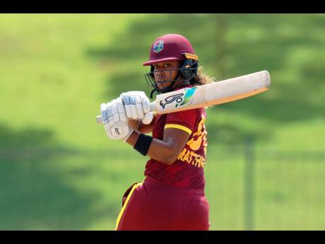
West Indies Women’s captain Hayley Matthews plays a pull during an innings of 38 against Sri Lanka at the Mahinda Rajapaksa International Cricket Stadium yesterday.