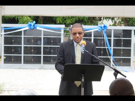 Kingston and St Andrew Municipality Corporation Councillor Eugiene Kelly speaking during the ceremony.